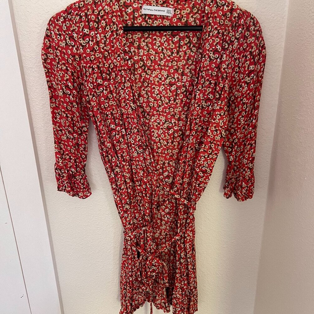 Faithful the Brand Floral Mini Wrap Tie Dress